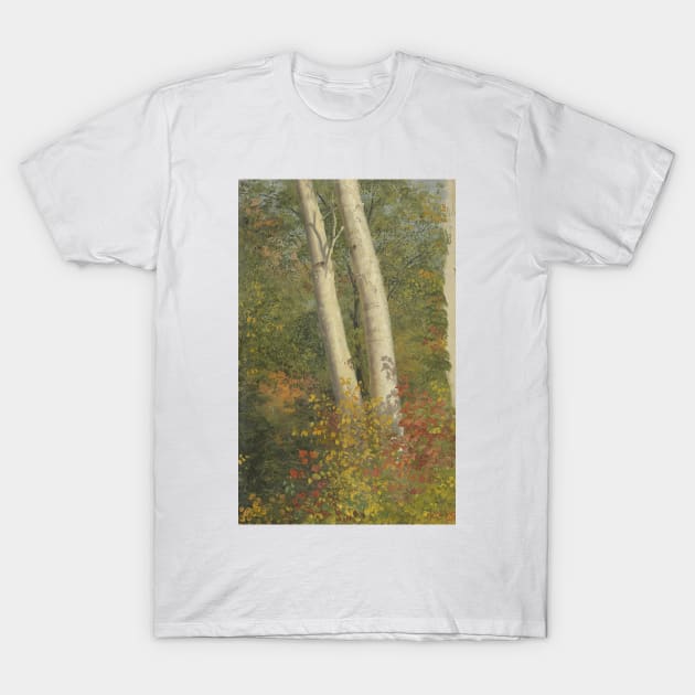 Birch Trees in Autumn by Frederic Edwin Church T-Shirt by Classic Art Stall